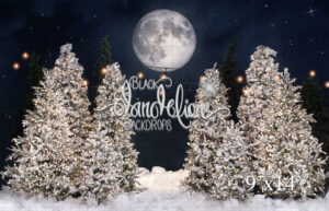 9x14-Snow White Tree Farm with Lights-Black Dandelion Backdrops