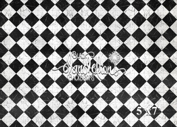 5x7-Marble Checker-Black Dandelion Backdrops
