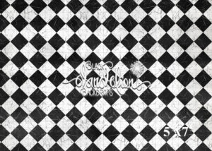 5x7-Marble Checkered Floor-Black Dandelion Backdrops
