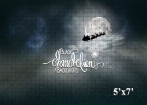 5x7-Santa over the Moon-Black Dandelion Backdrops