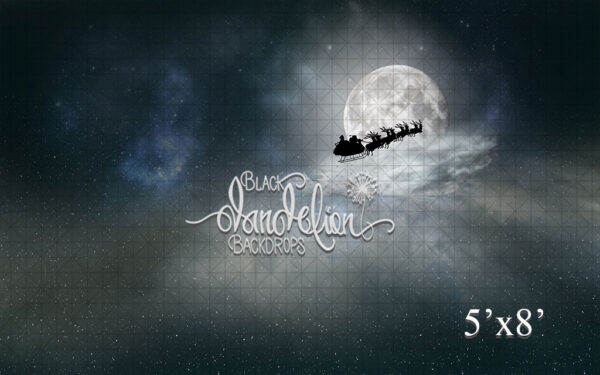 5x8-Santa over the Moon-Black Dandelion Backdrops
