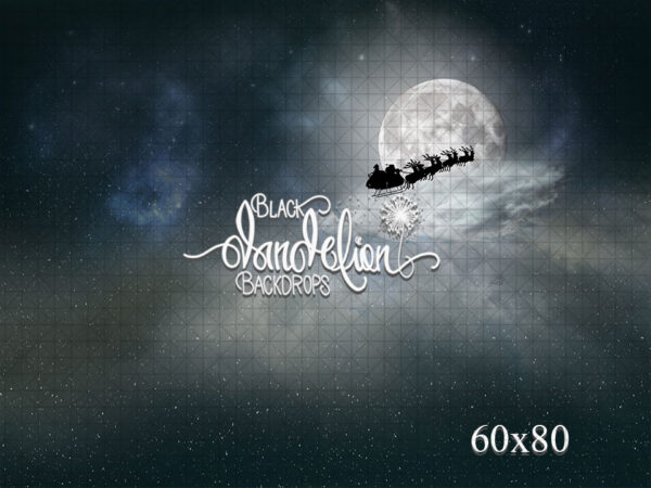 60x80-Santa over the Moon-Black Dandelion Backdrops