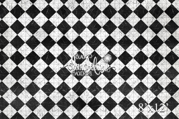 8x12-Marble Checkered Floor-Black Dandelion Backdrops
