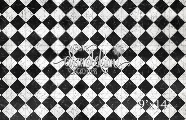 9x14-Marble Checker-Black Dandelion Backdrops